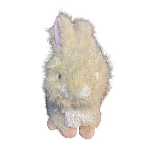 Fur Bunny Brown Stuffed Animal Easter Rabbit Plush‎ Soft Tinsel Glam Sparkle 14” - Picture 3 of 6